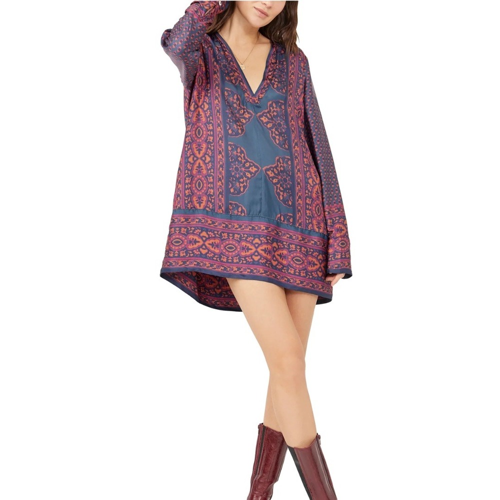 Free People Meadow Mod Mini Dress NWT Size M Moody Combo Boho Paisley Tunic $148